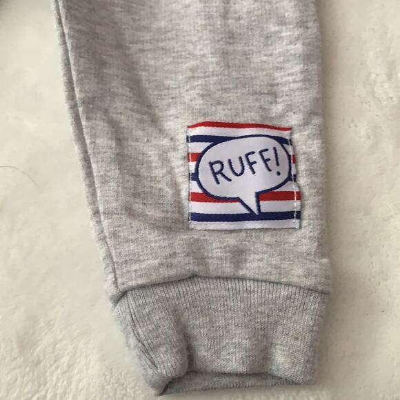 Dapper Dude Striped Dog Hooded One Piece with Gray Sweatpants Size 3-6 Months - Picture 6 of 7